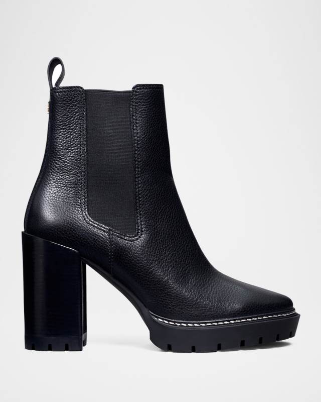 Carson Leather Lug-Sole Chelsea Booties